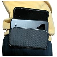 Nylon Cell Phone Holster Pouch Fits Otterbox (Commuter) LG Stylo 6, Rugged W/Fixed Belt Loop Clip Holder, Magnetic Closure, Fits with Case On Smartphone (Sideways)