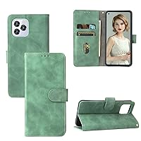 Cell Phone Flip Case Wallet Case Compatible with OUKITEL C21 Pro, PU Leather Wallet Case with Credit Card Holder Wrist Strap Shockproof Protective Cover (Color : Green)