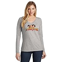Three Stooges Logo Womens V-Neck Long Sleeve Shirt