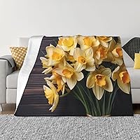 Bouquet of Daffodils Print Blanket Ultra Soft Warm Fleece Blanket Lightweight Throw Blanket Flannel Blankets for Sofa Bedroom Living Room 50