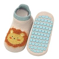 Size 1 Boys Tennis Shoes Children Toddler Shoes Autumn and Winter Boys and Girls Floor Socks Shoes Non Slip Short Plush Warm and Comfortable Cute Cartoon Animal Pattern Toddler Walking Shoes Size 2