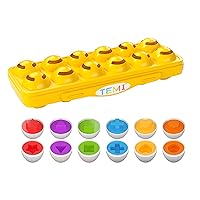 TEMI Sensory Montessori Toys Gifts -12 Toy Eggs with Eggs Holder for Toddlers 1-3, Color Matching Eggs Shape Sorter for Kid Girls Boys Age 3-9