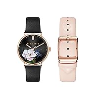 Ted Baker Phylipa Iconic Ladies Box Set Black & Pink Leather Strap Watch (Model: TWG0240009I)