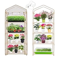 Garden 4-Tier Greenhouse – For Indoor Outdoor Gardening Hot House w/ Zippered Cover and Metal Shelves for Growing Vegetables, Flowers and Seedlings 20 Pcs T-Type Plant Tags Include (PLGH704OWP)