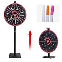 24 Inch Spinning Wheel, 14 Slots Color Prize Wheel with Dry Erase Markers and Eraser, Spin Wheel For Prizes with Stand - Tabletop or Floor, Wheel of Fortune Game for Carnival, Game Casino & Trade Show