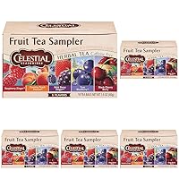 Celestial Seasonings Fruit Tea Sampler Herbal Variety Pack, Caffeine Free, 18 Tea Bags Box (Pack of 5)