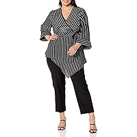 City Chic Plus Size TOP Jemma in BLKWHITE Stripe, Size 16