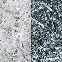 MagicWater Supply - White & Silver Metallic (4 oz per color) - Crinkle Cut Paper Shred Filler great for Gift Wrapping, Basket Filling, Birthdays, Weddings, Anniversaries, Valentines Day
