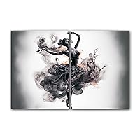 Ballerina in Flaming Dress Stunningly Dancing in Smoky Effects, Set of 2 Poster Prints, Wall Art Home Decor, Multiple Sizes (11 x 14 Inches)