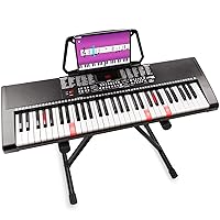 MAX KB5 Digital Piano Keyboard for Beginners Set, 61 Light Keys, Keyboard with Stand, 255 Sounds, 255 Rhythms, Automatic Accompaniment, 3 Level Training Function, Keyboard Piano - Black