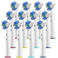 Professional White Replacement Brush Heads w/ 3D Whitening, Compatible with Oralb Braun Electric Toothbrush- 12 Pro Style- Fits The Oral-B Kids Care 1000 Etc.