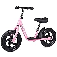 Balance Bike for 2-5 Year Old, 12 Inch Toddler Bike No Pedal Training Bicycle with Adjustable Seat Height, Airless Tire (Pink)