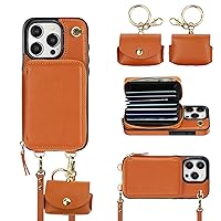Bocasal A Multi Slots Crossbody Wallet Case for iPhone 15 Pro + A Slim Leather Case for AirPods Pro