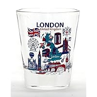 London England Landmarks and Icons Collage Shot Glass