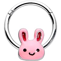 Body Candy 16G Steel Hinged Segment Ring Seamless Cartilage Nipple Ring Cutie Bunny Nose Hoop 3/8