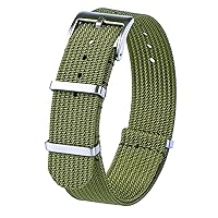 Carty Military Watch Straps with Silver Heavy Buckle,Sport Nylon Watch Bands for Men 18mm 20mm 22mm