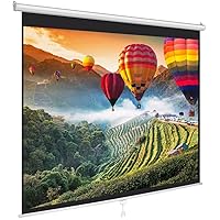 Pyle Manual Pull-Down Projector Screen - Universal 72-inch Roll-Down Retractable Manual Projection Screen w/ Auto-Locking, Adjustable Screen Height, Black Masking Border - 42.5