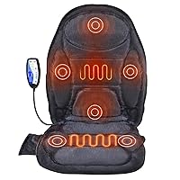 Massage Seat Cushion with Heat, 6 Vibration Motors Seat Massage Pad, Vibrating Massage Chair Mat with 5 Mode & 4 Intensities, 2 Heating Pads for Home Office, Fatigue Stress Relief for Back, Hips