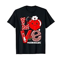 Cute Love Heart Stethoscope ICU Nurse Life Valentine Day T-Shirt