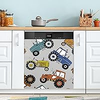 Personalized Dishwasher Magnet Tractors Light Grey Home Appliances Stickers Reusable Dishwasher Skin 23 W x 26 H Inches