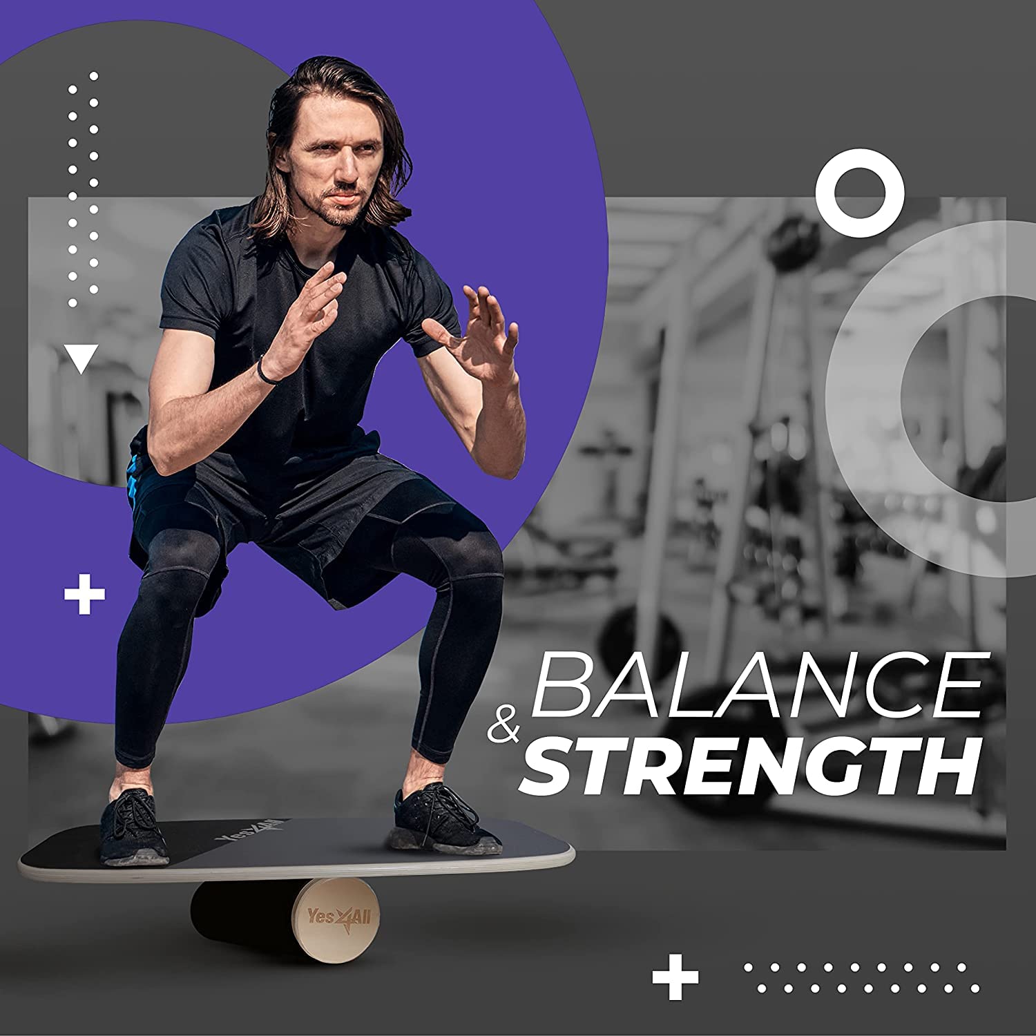 Yes4All Premium Surf Balance Board Trainer with Adjustable Stoppers - 3 Different Distance Options for Improve Balance, Build Strength & Surf Trainer