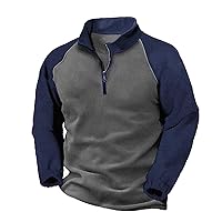 Mens Half Zip Fleece Pullover Stand Collar Polo Sweater Quarter Zip Sweatshirts Long Sleeve Tactical Shirt Fleece Jackets