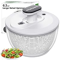 Kitexpert Effective Large Salad Spinner 6.3 Qt,Easy to use pro Pump Spinner with Bowl, One-Handed Pump Dishwasher Safe Multiple Use Spinner-Black