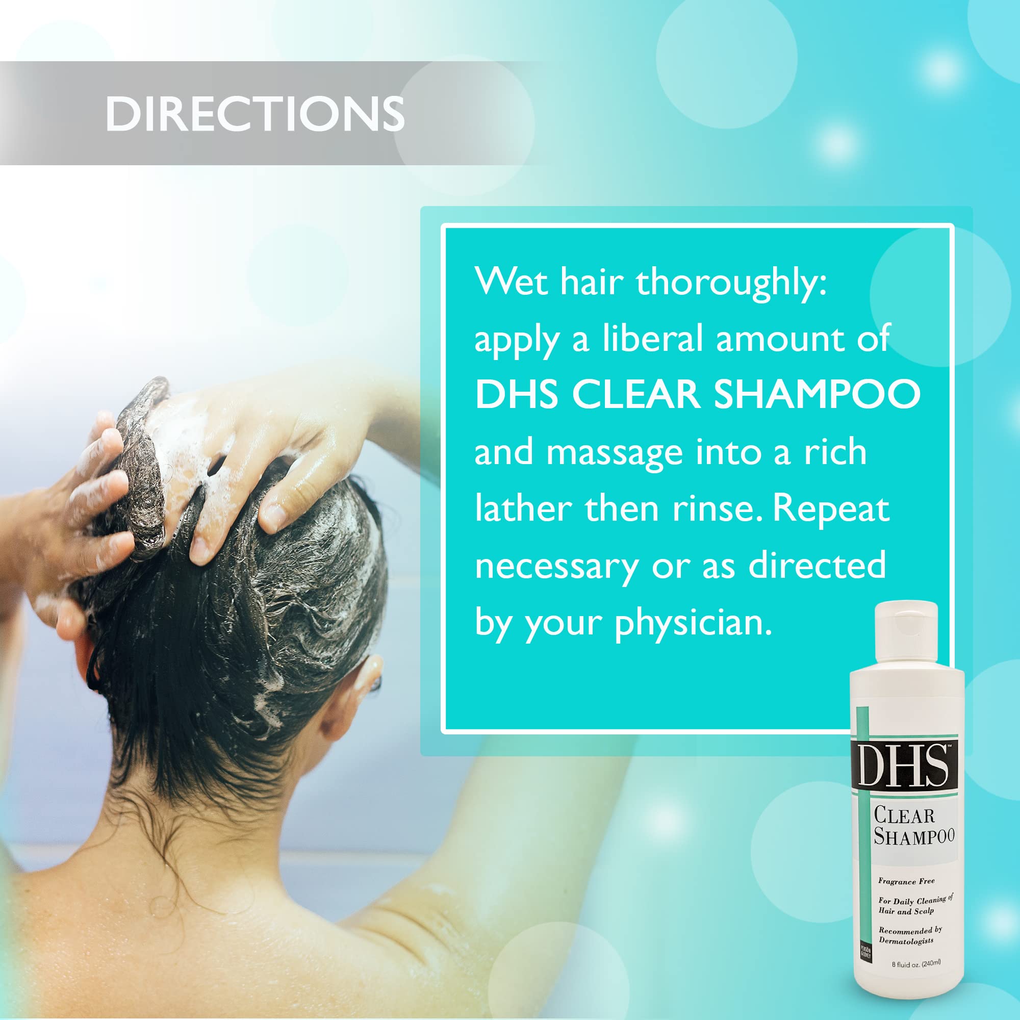 DHS Clear Shampoo - Women’s and Men’s Shampoo for Sensitive Skin/Unscented Cleansing Shampoo Cleans Hair and Treats Dry Scalp/Irritant-free, Paraben-free, Fragrance-free, and Dye-free / 8oz