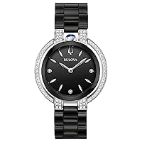 Bulova Ladies Rubaiyat Diamond Accent Black Ceramic Bracelet Watch | 35mm | 98R266