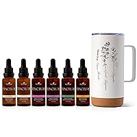 Plant Therapy Total Tincture Package Includes 30 mL Each of Organic Ashwagandha, Organic Asian Ginseng, Organic Echinacea Blend, Organic Elderberry, Organic Lemon Balm, Organic Turmeric & Travel Mug