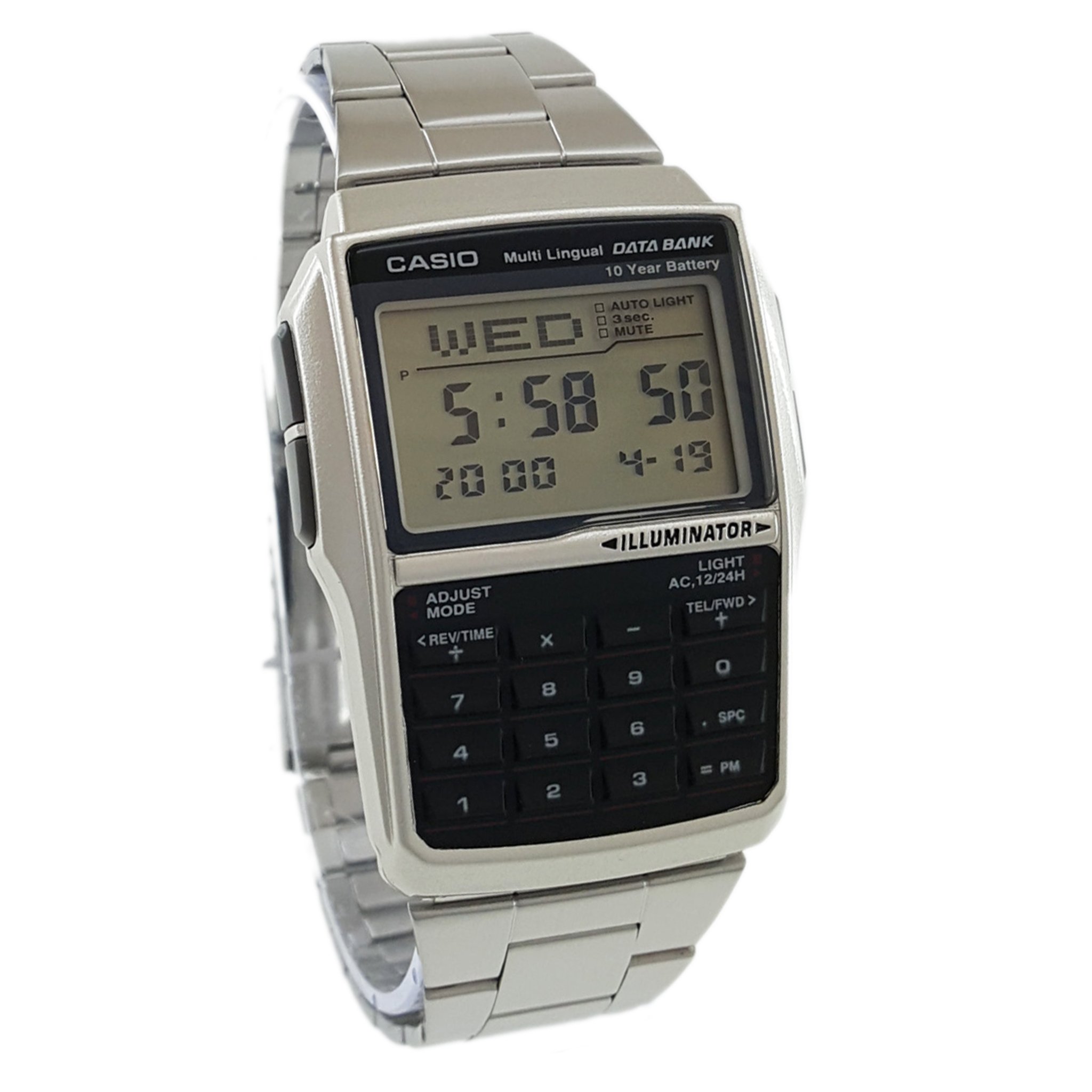 Men's Casio DBC-32D-1A Silver Steel Databank Calculator Watch