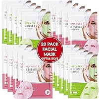 20 Pack Bubble Mask for Holiday Gifts, Facial Masks Skincare Spa Face Sheet Masks Bubble Skin Care Spa Beauty Face Mask for Women Sheet Masks for Skin Cleansing, Moisturizing, and Glowing
