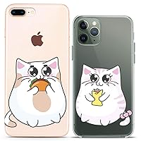 Matching Couple Cases Compatible for iPhone 15 14 13 12 11 Pro Max Mini Xs 6s 8 Plus 7 Xr 10 SE 5 Taco Pair Clear Cover Cute Cats Chubby Nice Design Flexible Friends Slim fit Print Kawaii Food