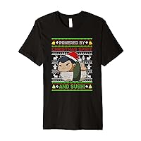 Sumo Wrestler Powered by Christmas Spirit and Sushi Premium T-Shirt