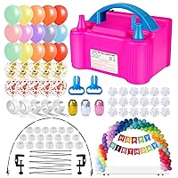 Balloon Pump and Balloon Arch Kit 172Pcs, Portable Balloon Air Pump with 12Ft Balloon Arch Stand and 110Pcs Balloons for Party Decoration Birthday Wedding Christmas Festival