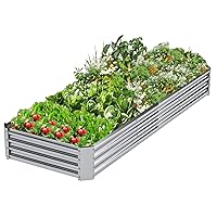 Galvanized Elevated Garden Bed, Gardening, Vegetable, Flower Planting Bed, Large Outdoor Metal Kit Vegetable Herb Garden Planting Box Elevated Garden Box, 12×4×1 ft