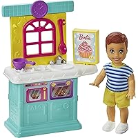 Barbie Skipper Babysitters Inc. Accessories Set with Small Toddler Doll & Kitchen Playset, Plus Dessert Mix Box, Bowl & Spoon, Gift for 3 to 7 Year Olds, White