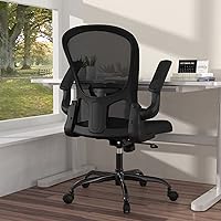 Ergonomic Office Chair, Comfort Swivel Home Office Task Chair, Breathable Mesh Desk Chair, Lumbar Support Computer Chair with Flip-up Arms and Adjustable Height
