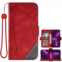 Wallet Folio Case for Oukitel WP 12, Premium PU Leather Slim Fit Cover for WP 12, 2 Card Slots, 1 Transparent Photo Frame Slot, Skin Friendly, Red