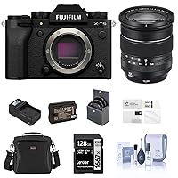 Fujifilm X-T5 Mirrorless Camera, Black with XF 16-80mm f/4.0 R OIS WR Lens, 128GB SD Card, Shoulder Bag, Extra Battery, Charger, 72mm Filter Kit, Screen Protector, Cleaning Kit