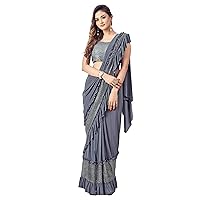Indian Sequin Blouse One minute saree Ready to wear Embroidered Sari 2773