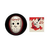 Silver Buffalo Friday The 13th The Art Of Horror Mask W Logo And Bloody Mask 32ct Paper Napkin and Plate Party Pack