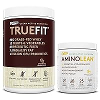Vegan AminoLean Pre Workout Energy (Pineapple Coconut 25 Servings) with TrueFit Protein Powder (Chocolate 2 LB)