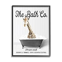 Stupell Industries Giraffe Vintage Bubble Bath Framed Giclee Art by Lettered and Lined