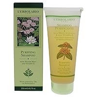 L'Erbolario Purifying Shampoo - Deep Cleanser For All Hair Types - With Water Mint And Vitamin E - Blended With Essential Oil Of Peppermint - Deodorizing Shampoo To Keep Odors At Bay - 6.7 Oz