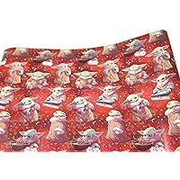 Designware Tentacle Soup Baby Yoda on Red Wrapping Paper Gift Wrap with Grid Lines (3.33 Feet Wide - 70 Sq Feet)