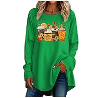 Long Sleeve Shirts for Women Printed Tunic Tops Crew Neck Fall Hippie Tshirts Loose Sweatshirts Dressy Casual Blouse
