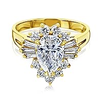 Kobelli Pear Moissanite (DEF/VS) and Diamond Ballerina Engagement Ring 14k Gold
