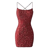 Lace Homecoming Dresses Short Bodycon Prom Dresses for Teens Tight Spaghetti Straps Cocktail Party Gown R067