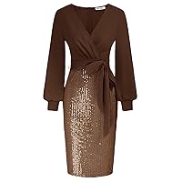 GRACE KARIN Women's Sequin Sparkly Party Dress Cocktail Bodycon Glitter Dresses Long Sleeve